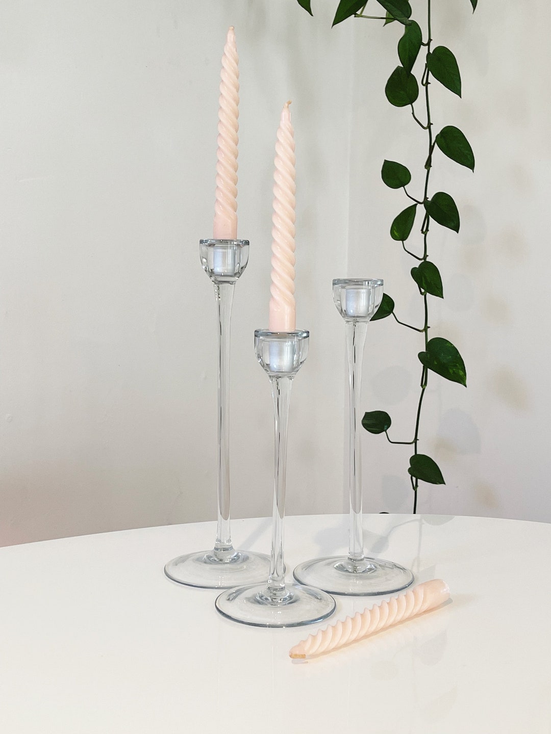 Three Retired Clear IKEA Blomster Candle Holders Etsy