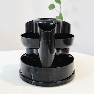 Black Plastic Space Age Rotating Desk Organizer Modular Lady Susan