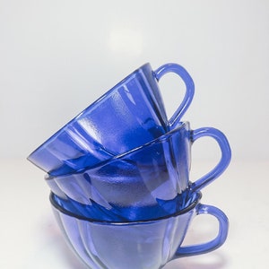 Set of Three Cobalt Glass  Duralex France Teacups