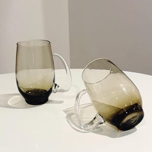 Set of Two Libbey Tempo Smoked Brown Tankard Mugs