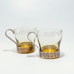 Set of Two Libbey Greek Key Continental Coffee/Cappuccinos Mugs