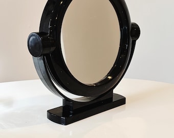 Vintage Black Plastic Space Age Makeup Mirror