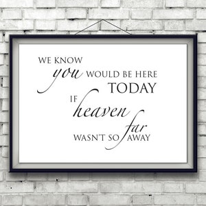 We know you would be here today, if heaven wasn&#39;t so far away