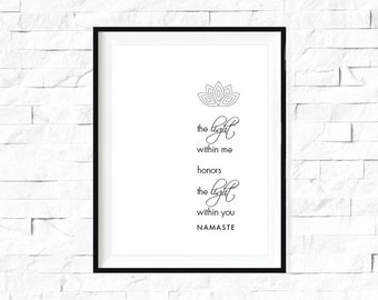 Namaste Definition Print, Yoga Wall Art (Digital Download)