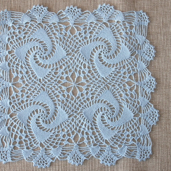 Blue crochet doily, square doily crochet lace blue lace crochet accessoires home decor charm doily