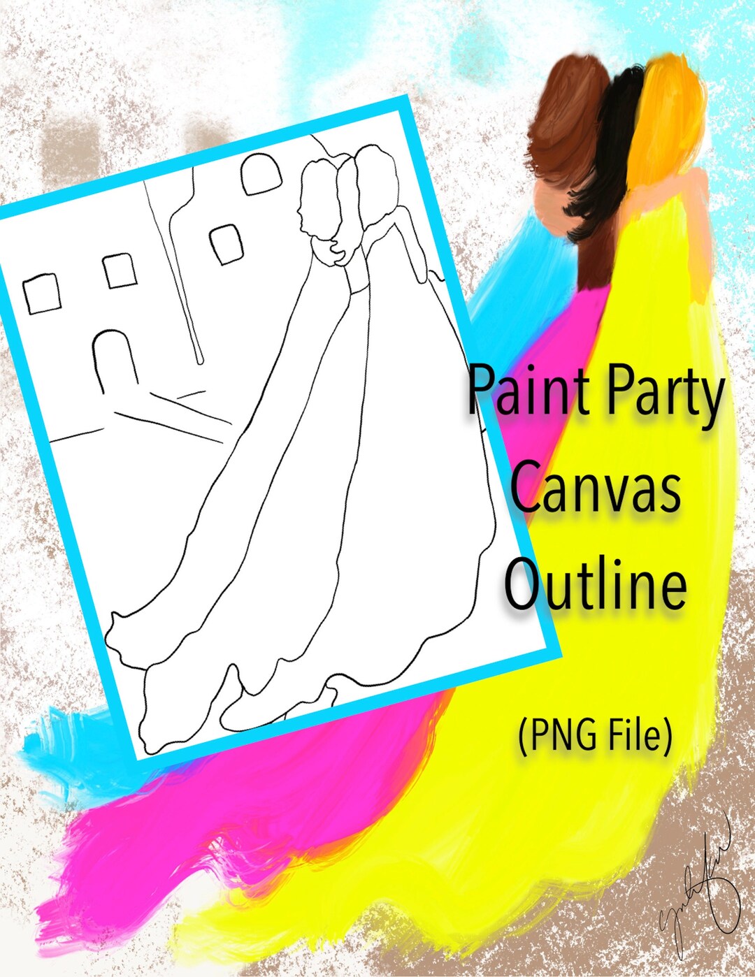 Paint Party Printable Paint Party Template Pre-drawn Canvas Template ...