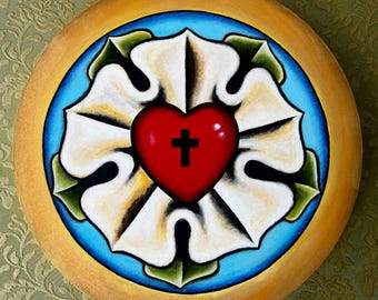 Rosa de Lutero pintada a mano