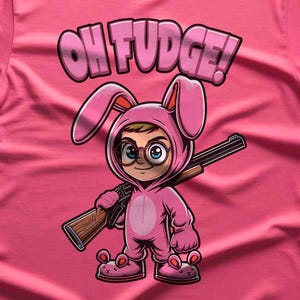 Och... Fudge! Koszulka z zabawną świąteczną historią, pistolet Ralphie Pink Bunny Nightmare B.B.