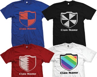 クラッシュ・オブ・クランのカスタムTシャツ：クランの盾と名前をカスタマイズ