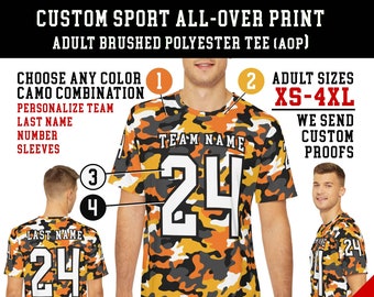 Custom Camo Sports Jersey: Personalized Team Shirt, All-Over Print Athletic Uniform Tee