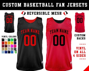 CUSTOM Basketball Jersey for Teams and Fans (1 Color Vinyl) with Personalized Team Names, Your Player Name, and Numbers