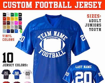 Gepersonaliseerde genummerde voetbaltrui: aangepaste teamnaam en -nummers, atletisch uniform, vinyl sportteamjerseys