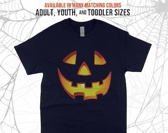 Halloween-t-shirt med läskigt Jack-O-Lantern-ansikte, nattpumpa