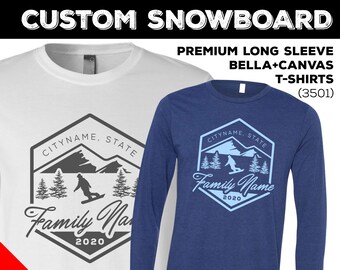 Custom Snowboarding Trip Long Sleeve Shirts. Snowboard Trip Shirts for 2021