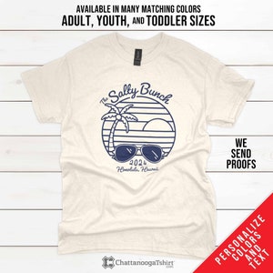 Custom 2025 Beach Sunglasses T-Shirts - Family & Group Matching Vacation Beach Trip Shirts with Mens, Womens, and Kids Personalized Sizes