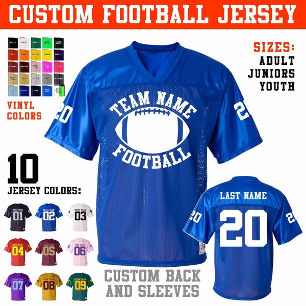 Personalized Football Jersey, Custom Team Name and Number, Adult & Youth Sizes, Game Day Sports Jersey with sleeve or shoulder numbers