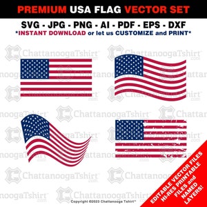 USA Flag Vector Set: 4th of July Printable Art (Eps Ai Svg Png Jpg)