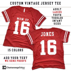 Custom Vintage Football Jersey T-Shirts – Personalize Name, Number & Team Design – Family Matching Retro Fan Tee in All Kids and Adult Sizes