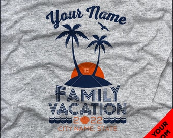 Custom Family Beach Vacation Shirts for 2022- Matching Colors and Sizes for the Whole Family!