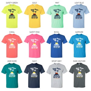 Color options Custom Family Beach Vacation Shirts 2024 with Personalized Group Name , Location, and Year. Matching Family & Friends Summer Island T-shirts