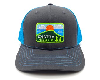 Chattanooga Mountain Sky & Trees Trucker Caps Embroidered Hats