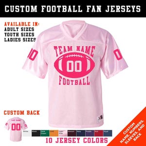 Personalized Football Graphic Jersey: Vinyl Custom Name & Number, Fan Numbered Poly Jersey, Sports Team