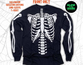 Glow in the Dark Skeleton Halloween Costume Long Sleeve T-Shirt