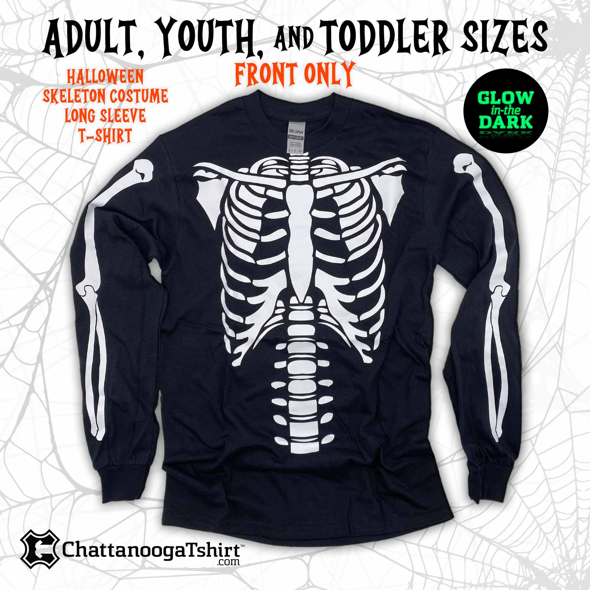 Front Only Skeleton Halloween Costume Long Sleeve T-shirt