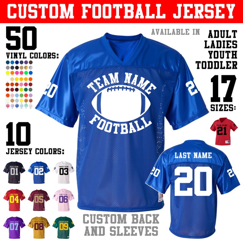 CUSTOM Football Team Name Jersey with custom back and sleeve num CUSTOM Football Team Name Jersey with custom back and sleeve num