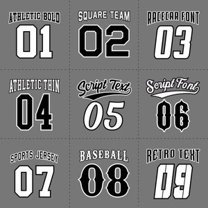Fonts for CUSTOM 2-Color Vinyl  Basketball Jersey for Teams and Family Fans  with Personalized Names and Numbers 16 Colors in Adult & Kids Youth Sizes