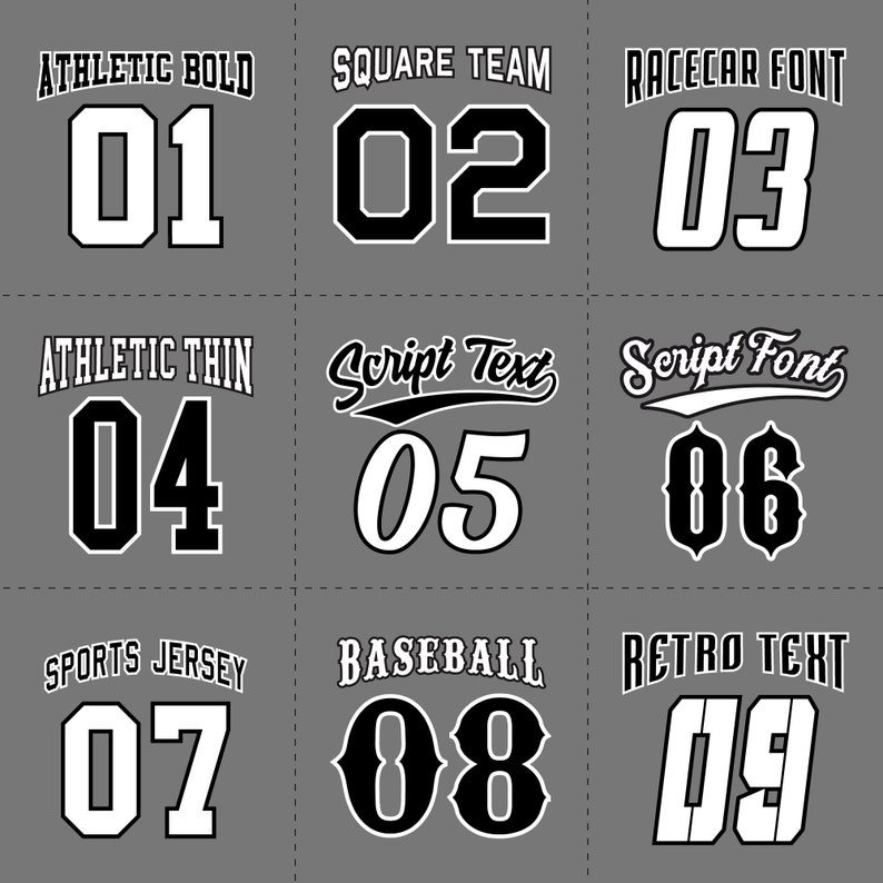 Fonts for CUSTOM 2-Color Vinyl  Basketball Jersey for Teams and Family Fans  with Personalized Names and Numbers 16 Colors in Adult & Kids Youth Sizes