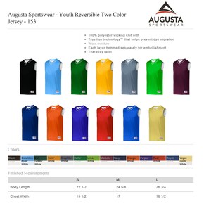 Augusta 153 Youth Custom Reversible Basketball V Neck Jersey  Personalized Team Name and Number.   Custom Text for Men, Women, Youth - Many Colors. 1 and 2 color Vinyl options