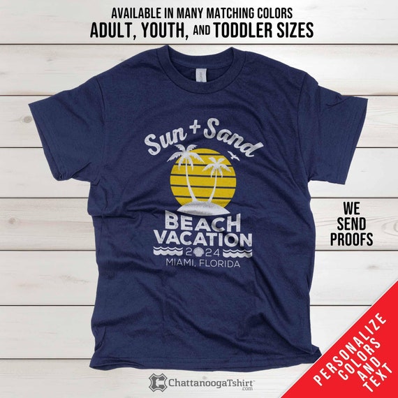 Custom Family Beach Vacation Shirts 2026 with Personalized Group Name , Location, and Year. Matching Family & Friends Summer Island T-shirts