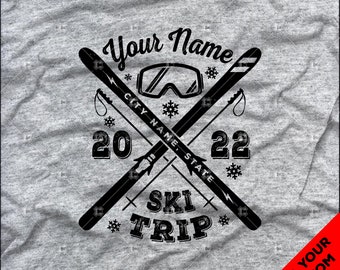Custom Snow Ski Vacation Shirts - Your Family Name Ski Trip 2023