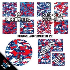 Seamless July 4th USA Flag Colors Camo Texture Pattern Vector Pack ...