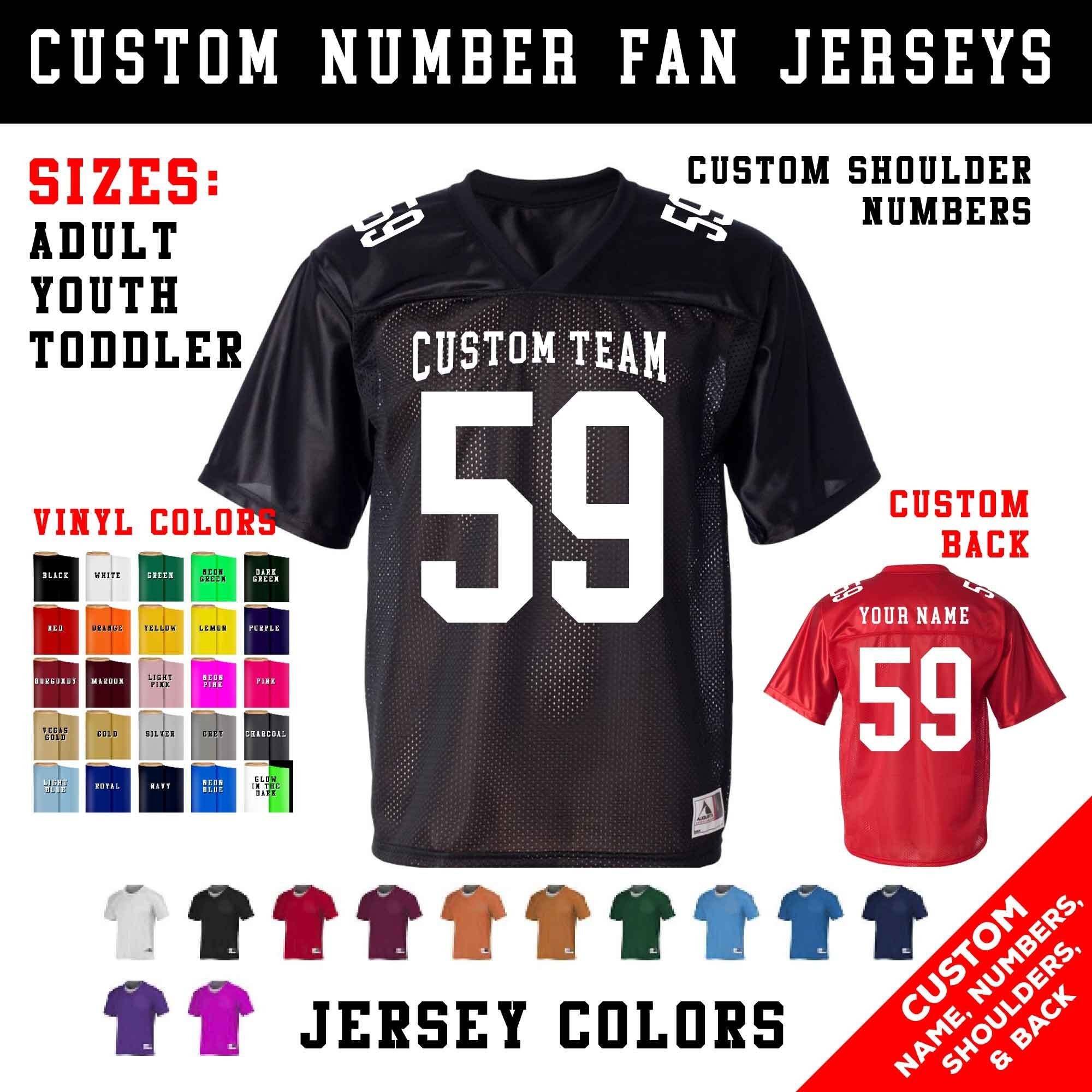 Matching Personalized adult and Youth Football Fan Jerseys - Etsy