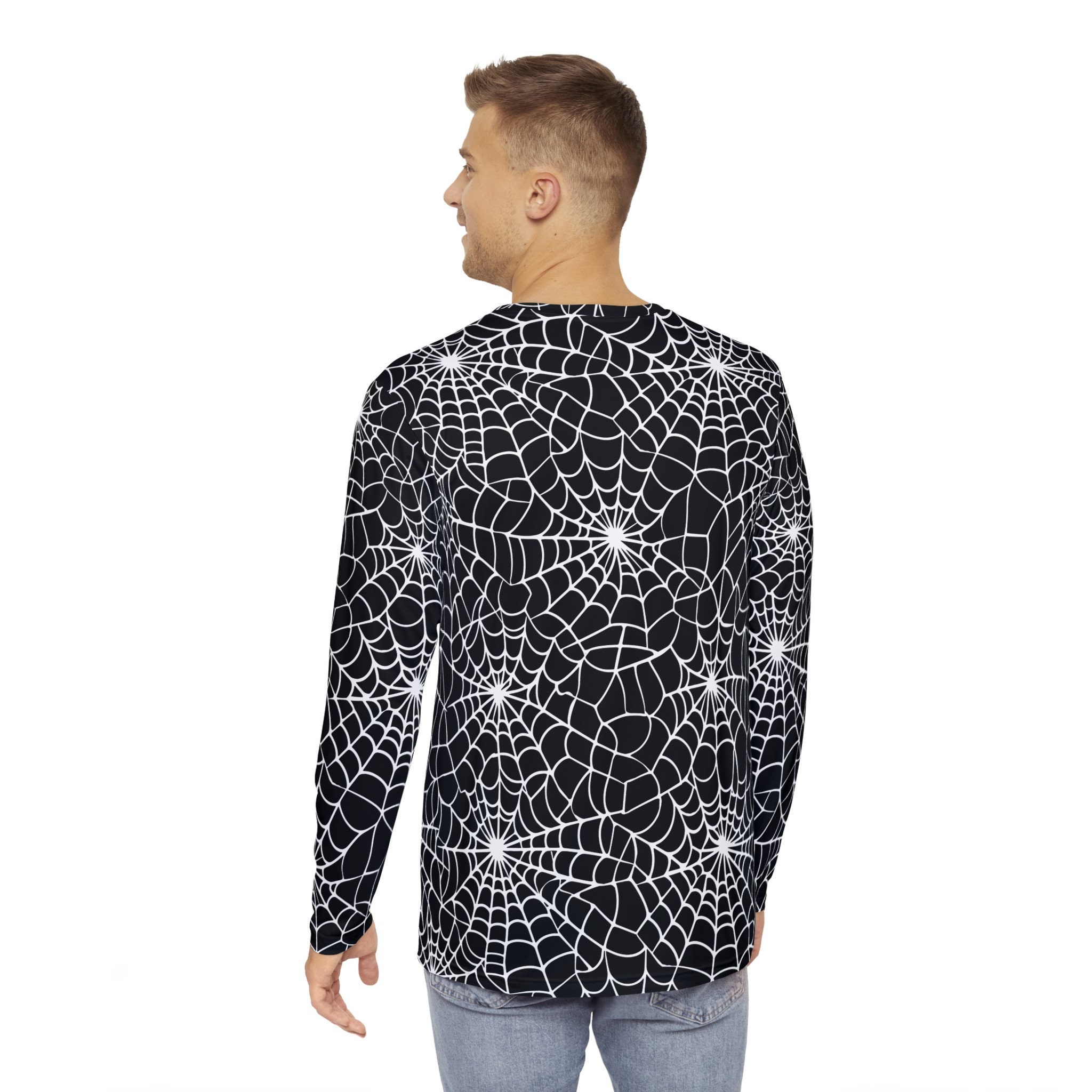 Spiderweb Halloween Costume AOP Long Sleeve Polyester Shirt