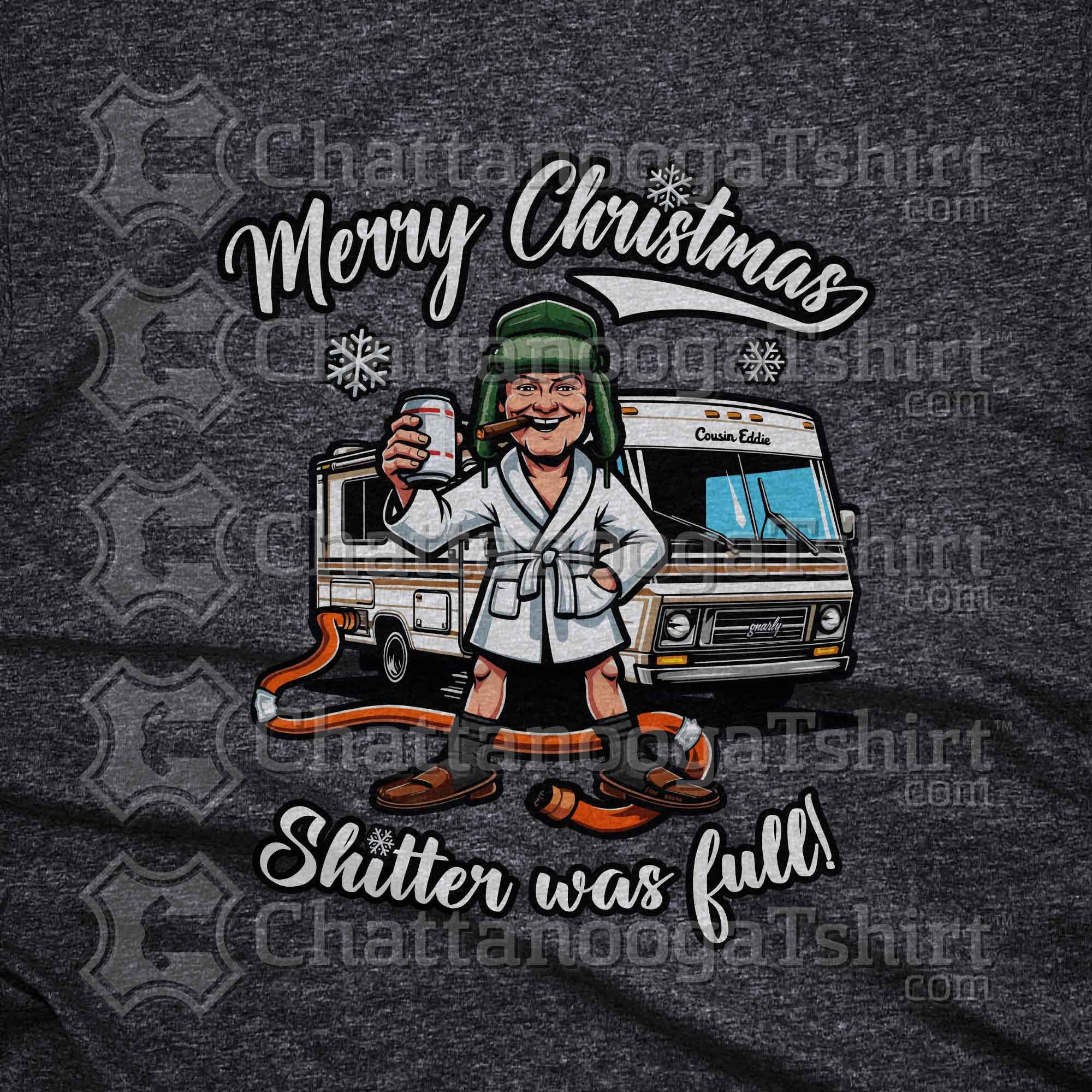 thumbnail image 2 of Gildan Men's T-Shirt – 'Merry Christmas Sh!tter Was Full Vacation Uncle Eddie' – Size Large, 100% Cotton, Short Sleeve 2 of 4