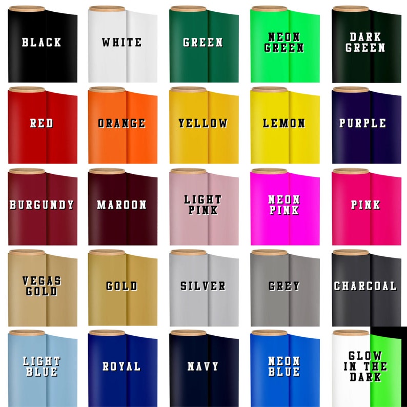 Vinyl Colors for CUSTOM 2-Color Vinyl  Basketball Jersey for Teams and Family Fans  with Personalized Names and Numbers 16 Colors in Adult & Kids Youth Sizes