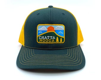 Chattanooga Fall Trees Lookout Mountain Embroidered Hats on Richardson 112 Trucker Cap
