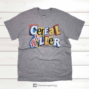 T-shirt divertente Cereal Killer - Lettere stile nota di riscatto ritagliata dalla scatola di cereali - T-shirt Gildan Ultra Cotton