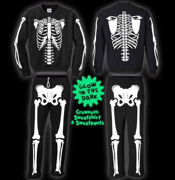 Boys Matching Family Halloween Glow In The Dark Long Sleeve Skeleton  Graphic Tee