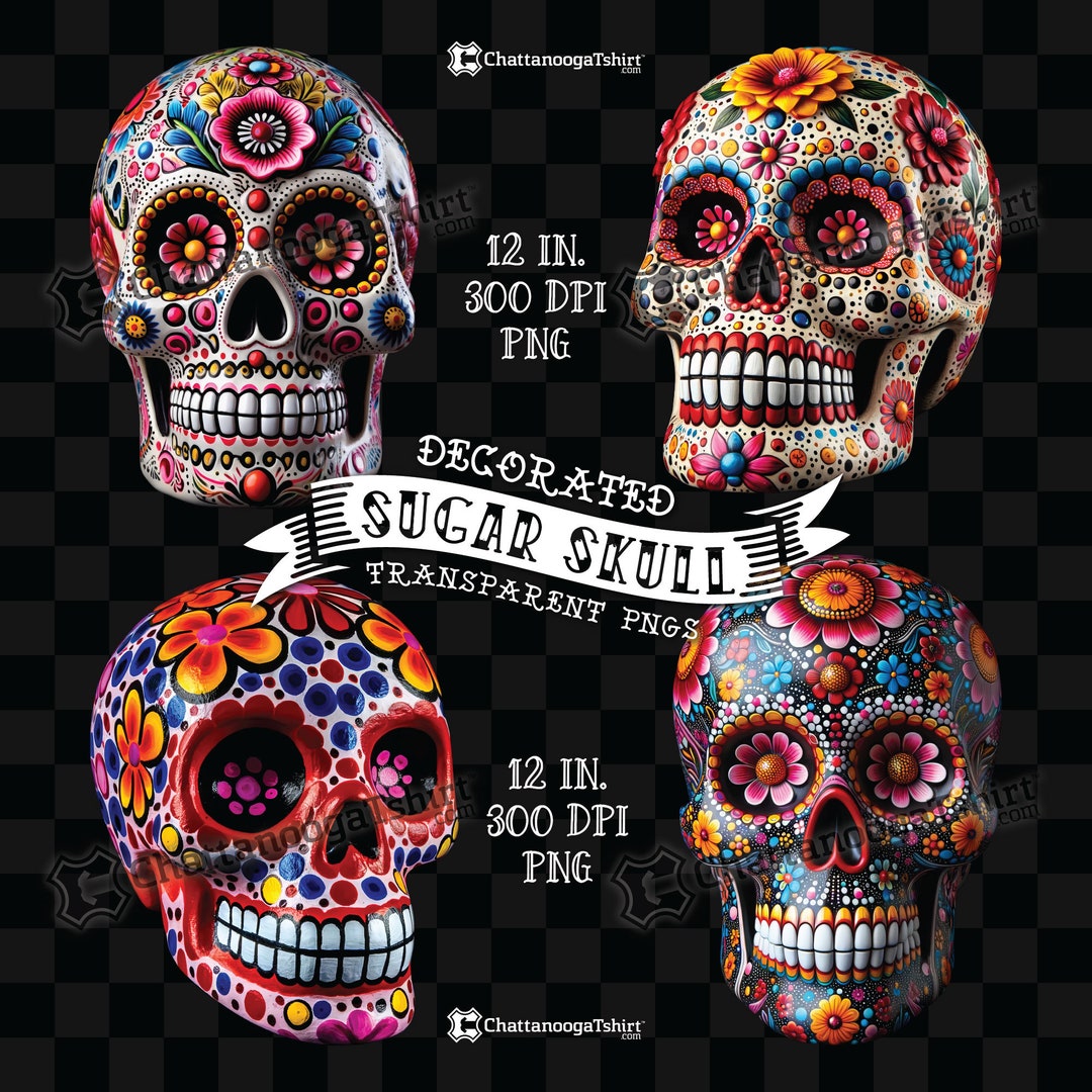 Realistic Day of the Dead Sugar Skulls Set, Dia De Los Muertos Skull ...