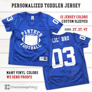CUSTOM Toddler Kids Football Jersey with Personalized Team Name, number, Player Last Name with sleeves Football Team Sports Jerseys 2T 3T 4T