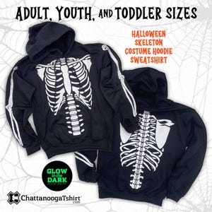 Glow-in-the-Dark Skeleton Hoodie: Halloween Costume Sweatshirt, 2025 Spooky Party Tee