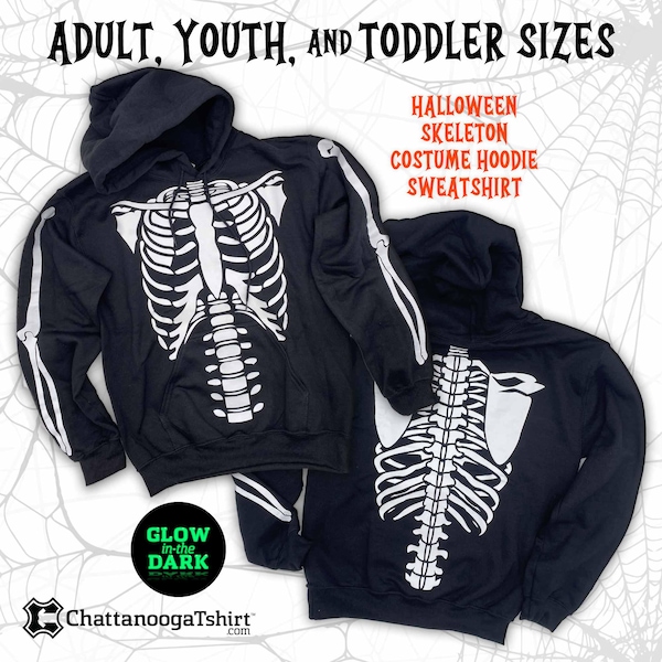 Black Skeleton Hooded Halloween Family Sweatshirts