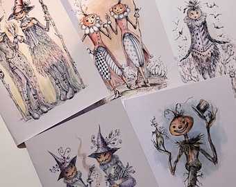 Note Cards: Halloween Greetings - blank inside - all occasion - by Paulina Fae - A2 greeting cards