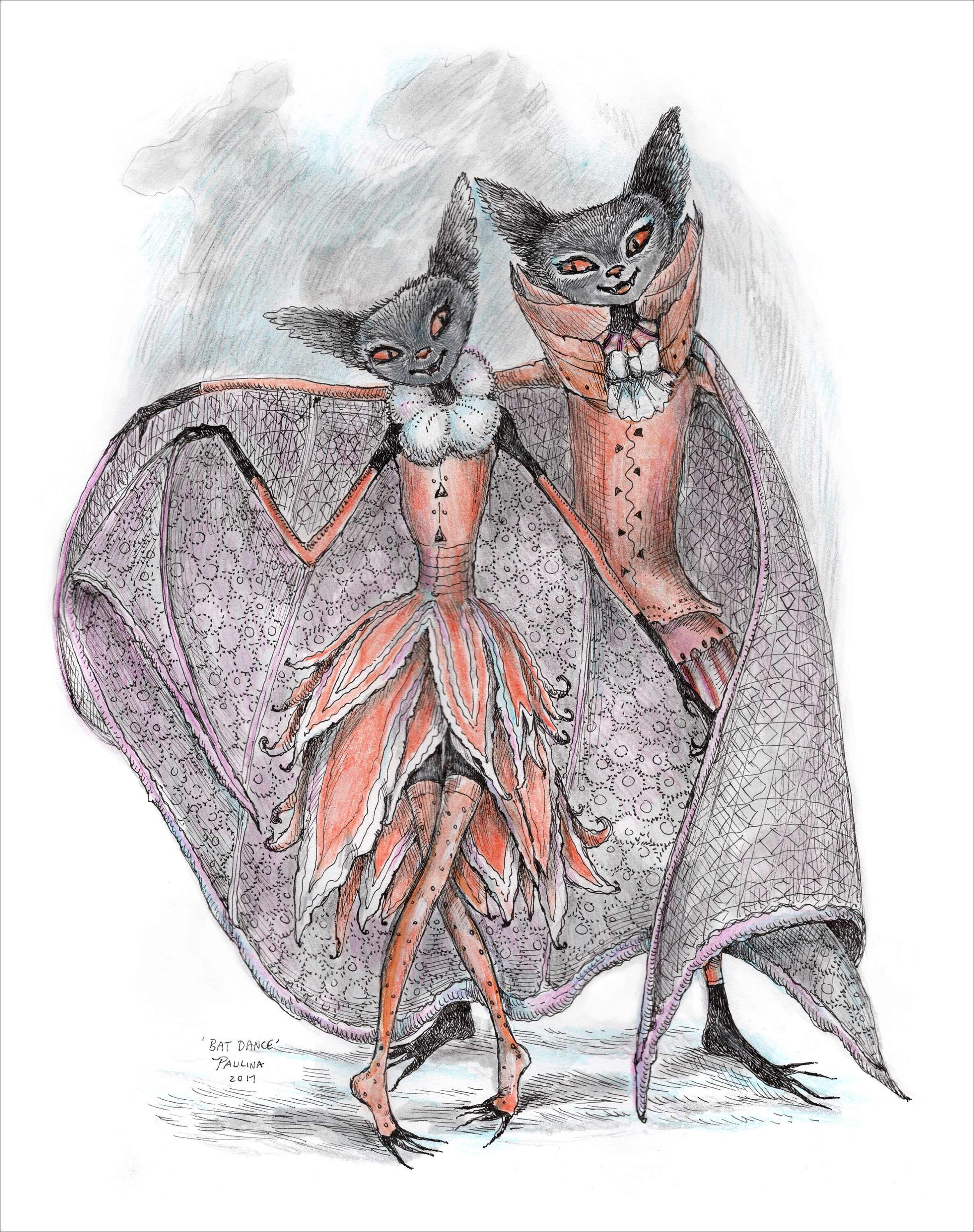 Bat Art Prints Fox Bat Dancers Victorian Gothic Costume Etsy
