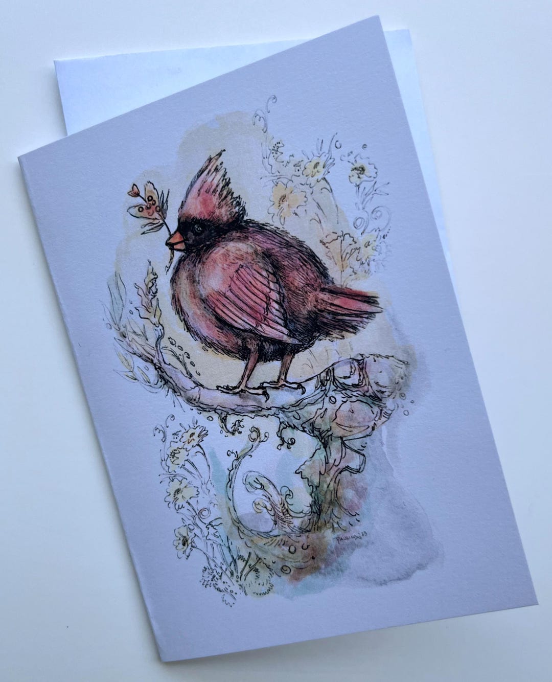 Cardinal Art Note Cards: Blank Inside, Watercolor Bird Greeting Card - Etsy