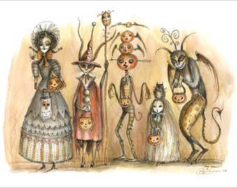 Halloween Art Prints, Spooky Art, Creepy Cute Costumes, Monsters Prints